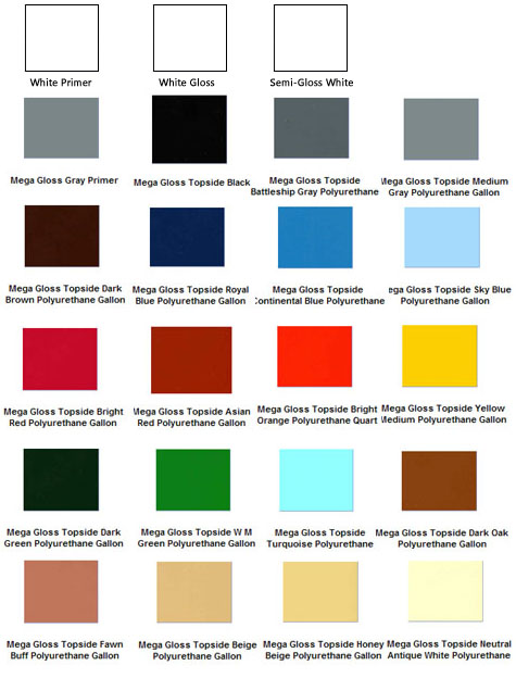 Brightside Marine Paint Color Chart